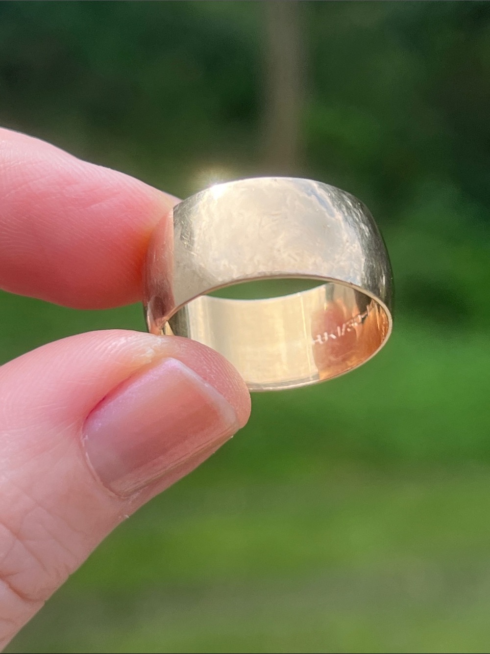 Classic Vintage Uncas Signed 1/30 14k Rolled Gold Plate Wide Cigar Band Ring